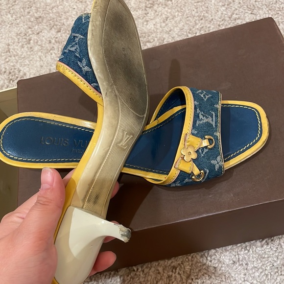SOLD Authentic Louis Vuitton Denim Sandals SOLD - Picture 4 of 5